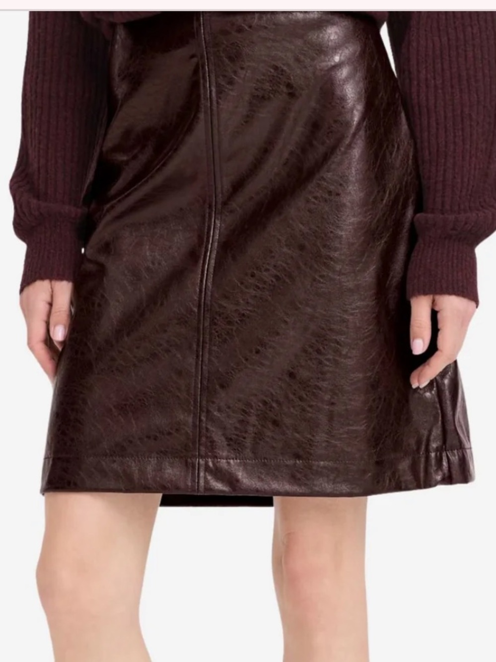 Faux Leather Mini Skirt in Deep Burgundy